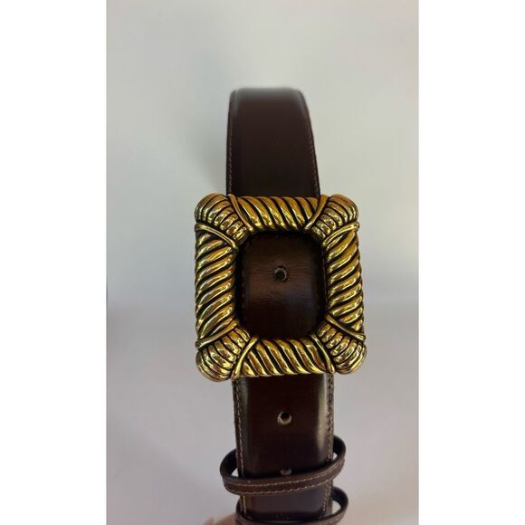 Vintage 70’s Vicenza Calfskin Modernist Belt in Chocolate Size 30 - Picture 3 of 10